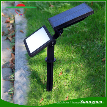 2-en-1 Réglable 48 LED Lumière Capteur Spike Solaire Jardin Cour Lumière 3 Modes Super Lumineux Applique Paysage Spotlight